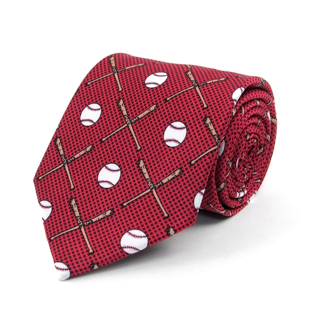 Red Baseball Pattern Tie